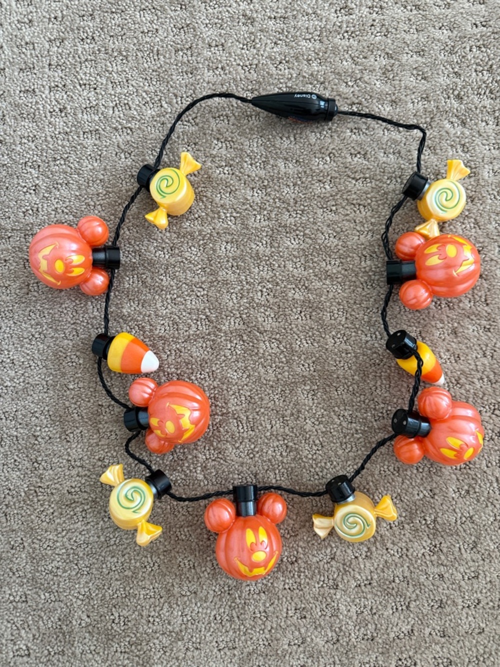 Disney Halloween Pumpkin & Candy Light-Up Necklace in Orange, Yellow, Black